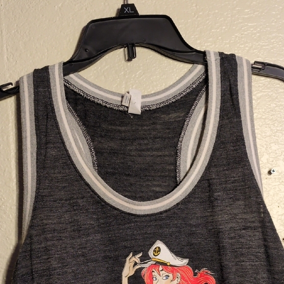 Gray Tank Top with Ringer Style Trim - Picture 4 of 6
